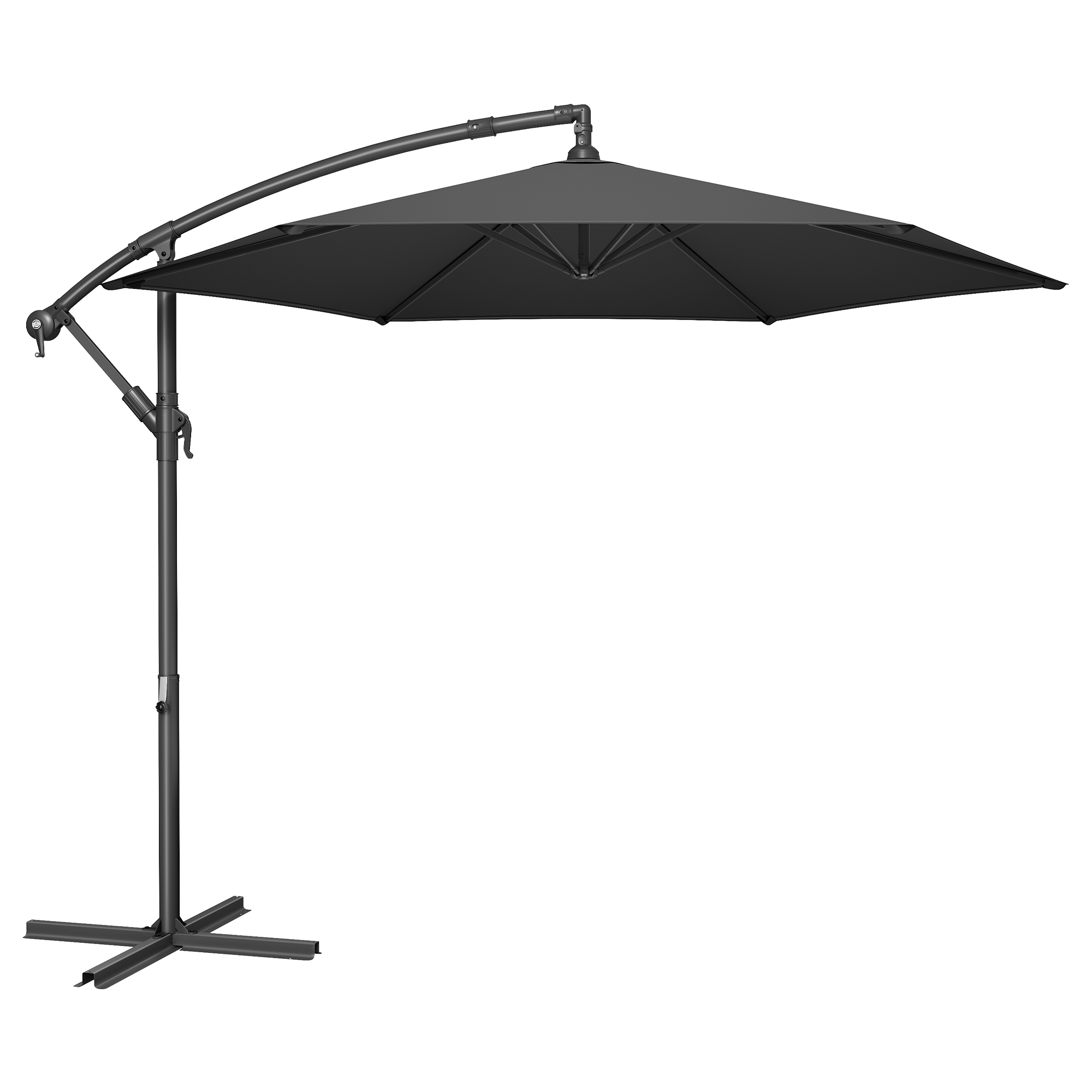 SONGMICS Sonnenschirm, Ampelschirm 300 cm d, mit Ständer, Sonnenschutz Balkon, Balkonschirm, UV-Schutz UPF 50+, mit Kurbel zum Öffnen und Schließen, Terrasse, Garten, grau GPU116G01V1